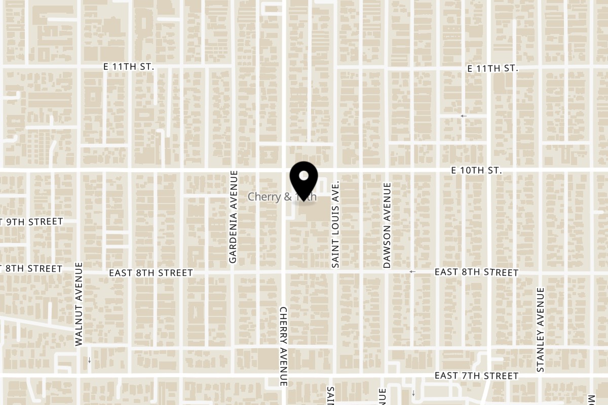 Map showing the location of La Chancla Mexican Grill on 990 Cherry Ave Unit 102 in Long Beach